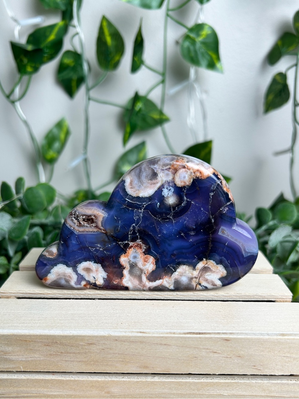 Blue Flower Agate Cloud Carving (imperfect)
